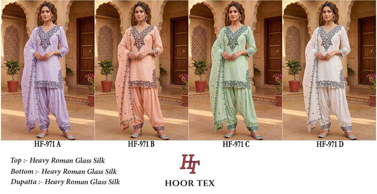 HOOR TEX HF-971 Glass Roman Silk Stitched Suit Set