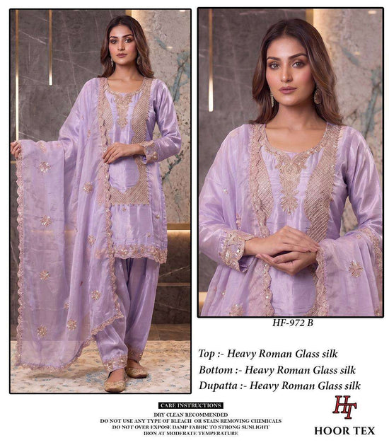 Hoor Tex HF-972 Roman Silk Stitched Pakistani Suit