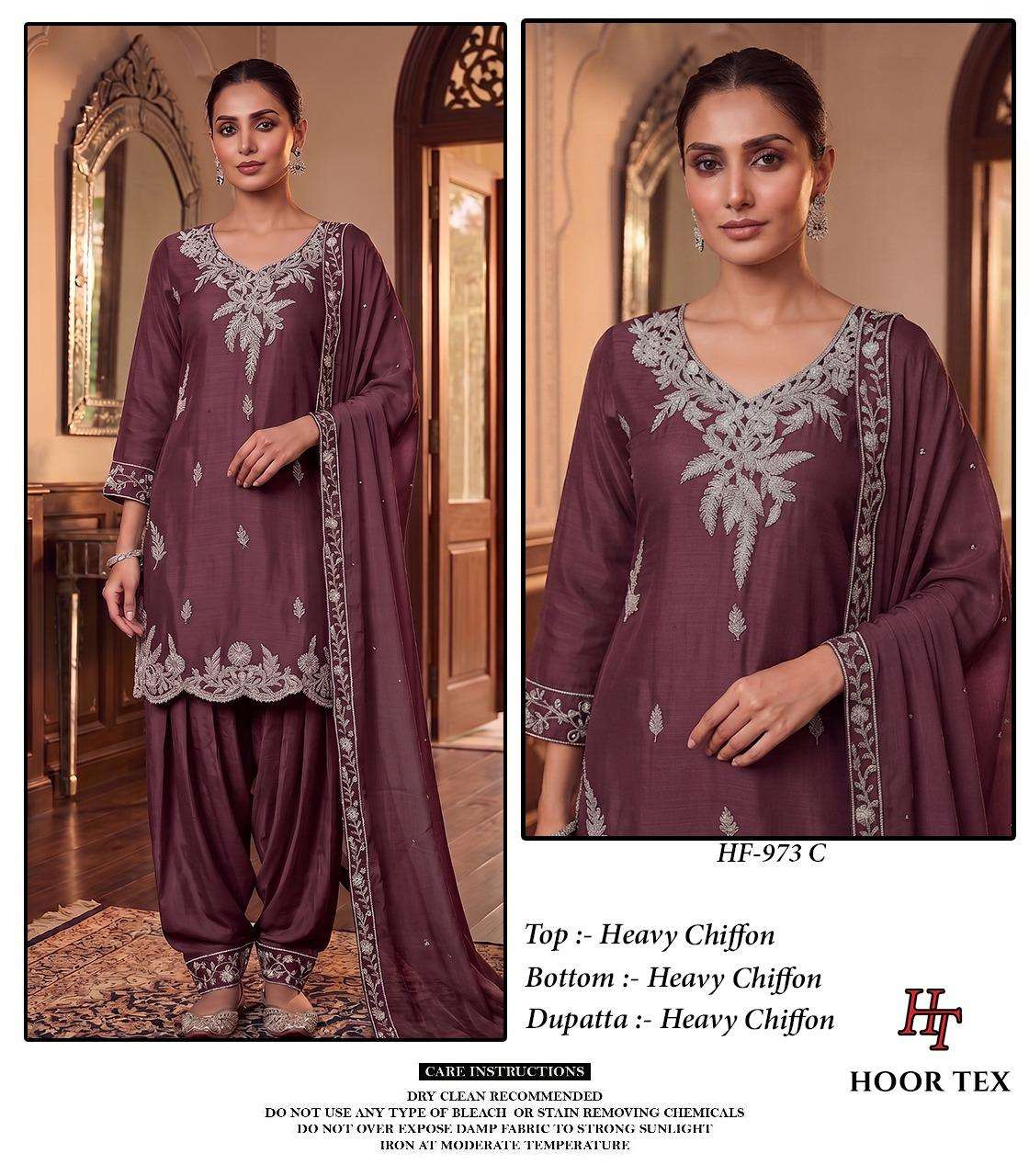 Hoor Tex HF-973 Chiffon Embroidery Ready To Wear Suit