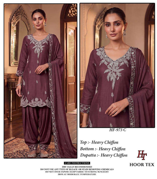 Hoor Tex HF-973 Chiffon Embroidery Ready To Wear Suit