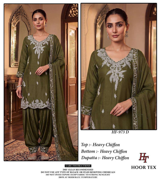 Hoor Tex HF-973 Chiffon Embroidery Ready To Wear Suit