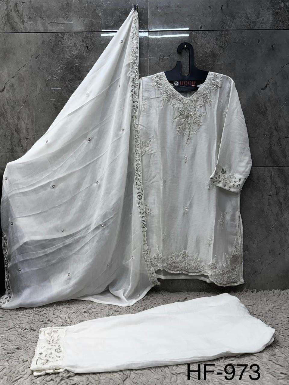 Hoor Tex HF-973 Chiffon Embroidery Ready To Wear Suit