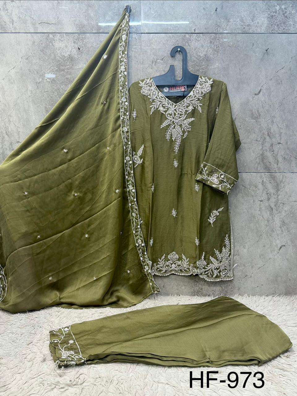 Hoor Tex HF-973 Chiffon Embroidery Ready To Wear Suit
