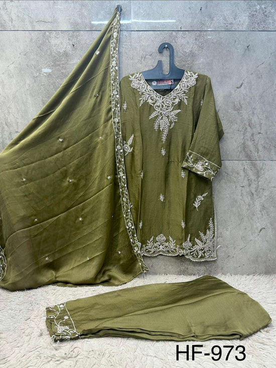 Hoor Tex HF-973 Chiffon Embroidery Ready To Wear Suit