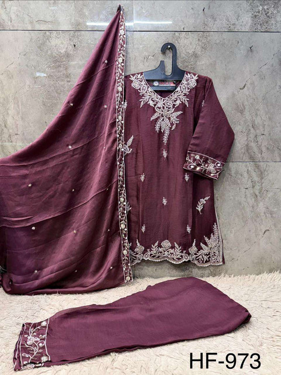 Hoor Tex HF-973 Chiffon Embroidery Ready To Wear Suit