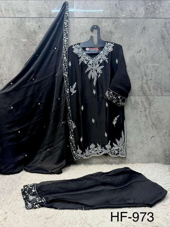 Hoor Tex HF-973 Chiffon Embroidery Ready To Wear Suit