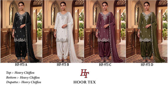 Hoor Tex HF-973 Chiffon Embroidery Ready To Wear Suit