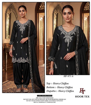 Hoor Tex HF-973 Chiffon Embroidery Ready To Wear Suit