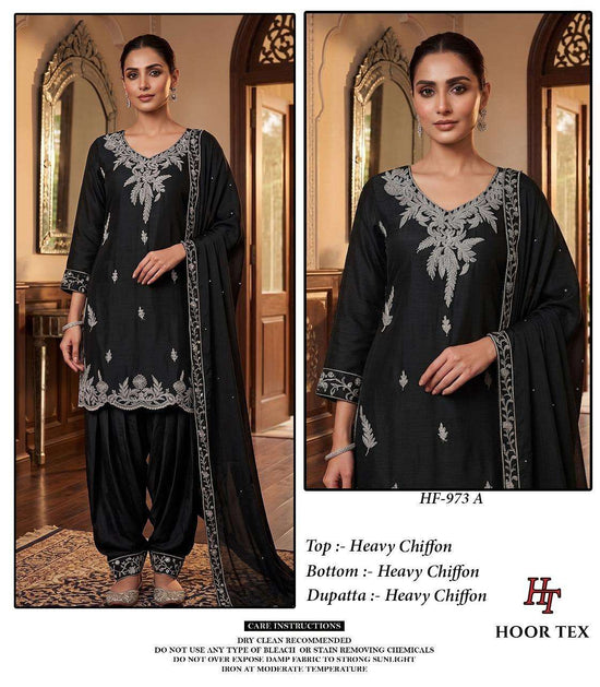 Hoor Tex HF-973 Chiffon Embroidery Ready To Wear Suit