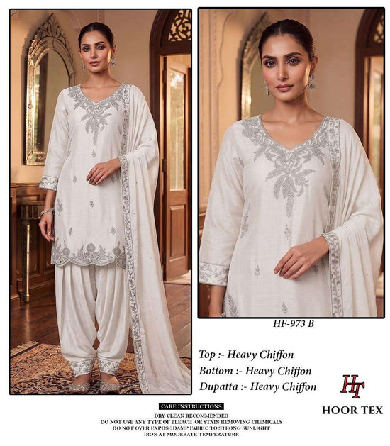 Hoor Tex HF-973 Chiffon Embroidery Ready To Wear Suit