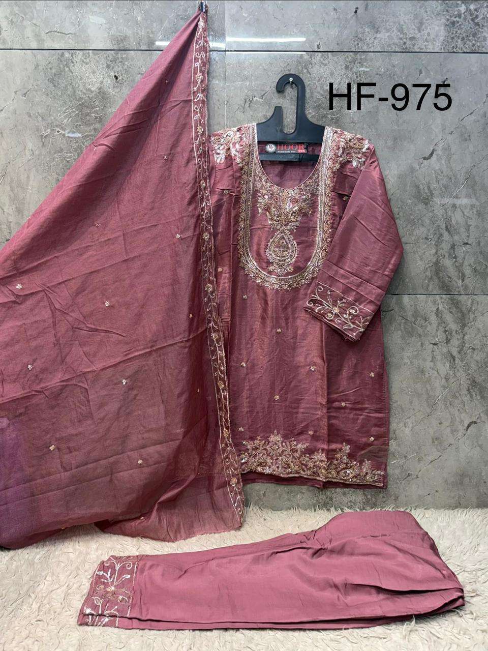 Hoor Tex HF-975 Roman Glass Silk Ready To Wear Salwar Suit