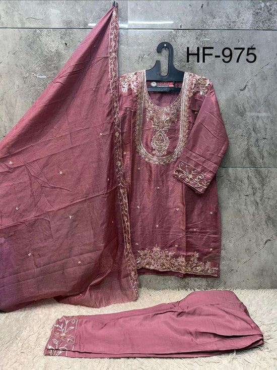 Hoor Tex HF-975 Roman Glass Silk Ready To Wear Salwar Suit