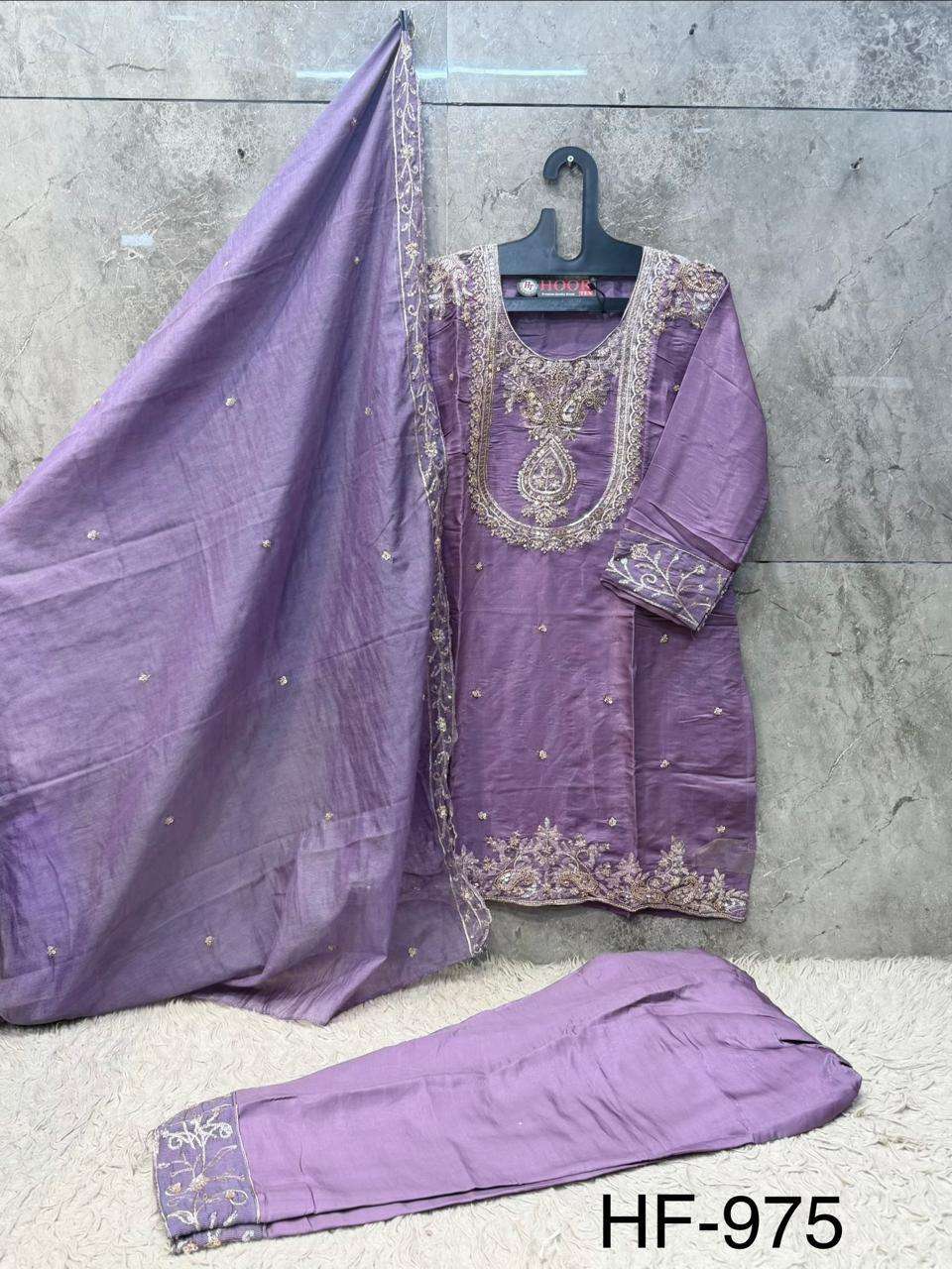 Hoor Tex HF-975 Roman Glass Silk Ready To Wear Salwar Suit