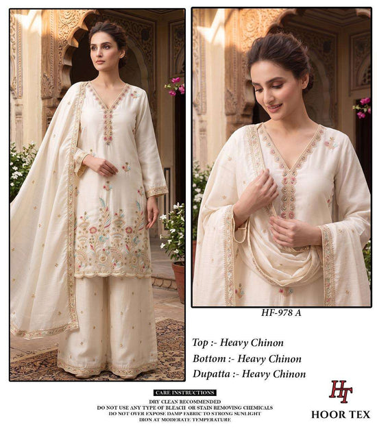 Hoor Tex HF-978 Chinon Ready to Wear Palazzo Pakistani Suit Set