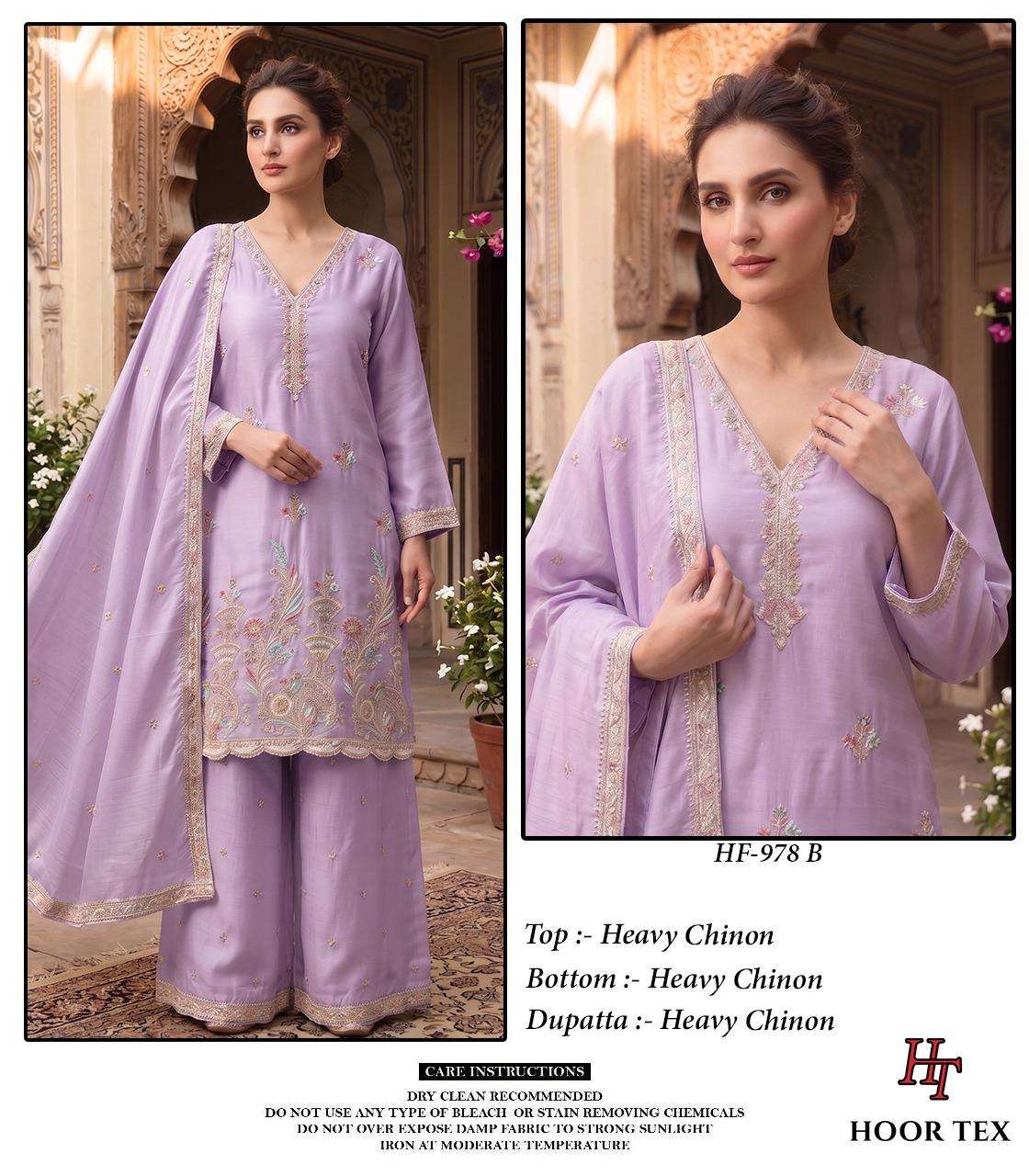 Hoor Tex HF-978 Chinon Ready to Wear Palazzo Pakistani Suit Set