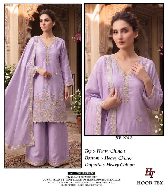 Hoor Tex HF-978 Chinon Ready to Wear Palazzo Pakistani Suit Set