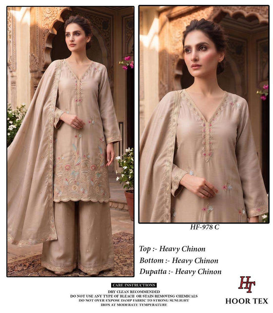 Hoor Tex HF-978 Chinon Ready to Wear Palazzo Pakistani Suit Set