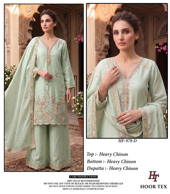 Hoor Tex HF-978 Chinon Ready to Wear Palazzo Pakistani Suit Set