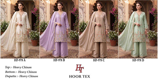 Hoor Tex HF-978 Chinon Ready to Wear Palazzo Pakistani Suit Set
