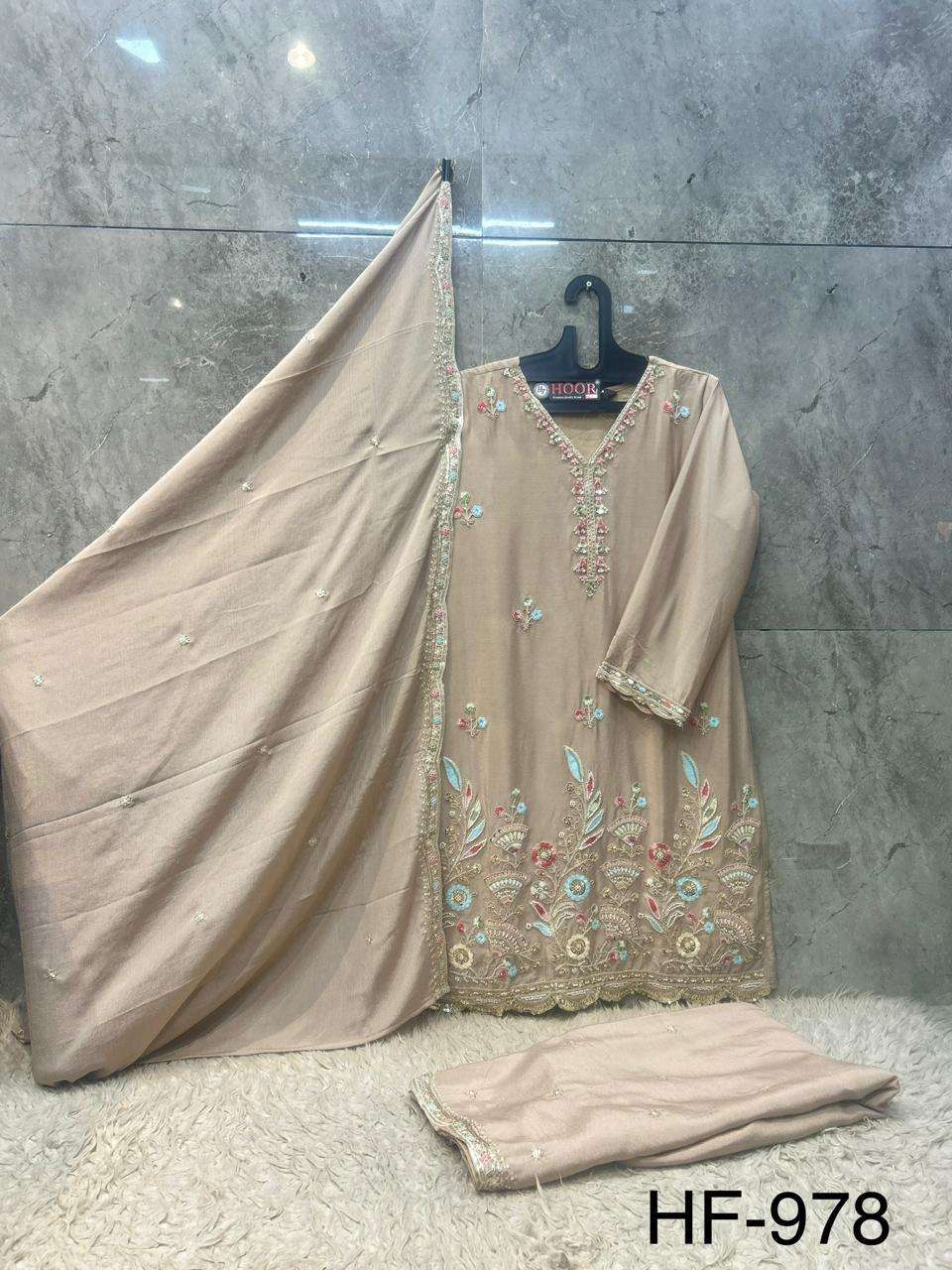 Hoor Tex HF-978 Chinon Ready to Wear Palazzo Pakistani Suit Set