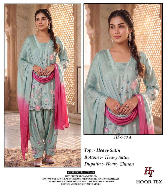 Hoor Tex HF-980 Satin Ready To Wear Patiyala Suit