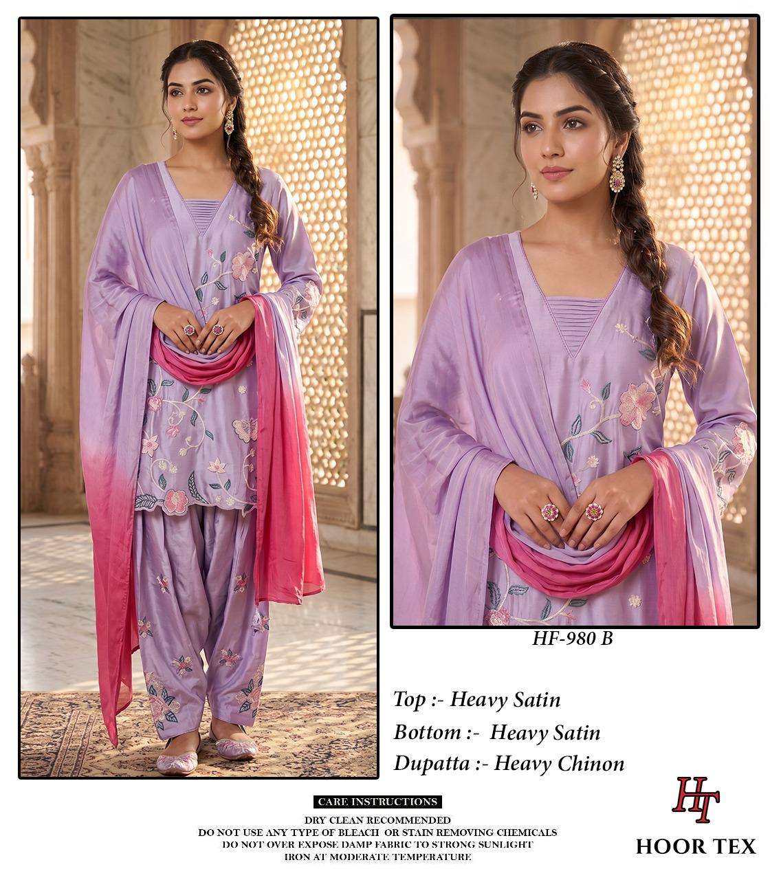 Hoor Tex HF-980 Satin Ready To Wear Patiyala Suit