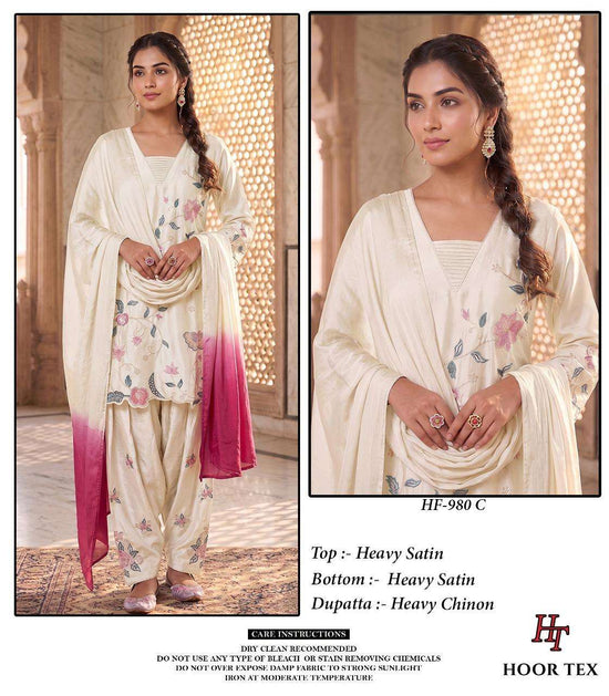Hoor Tex HF-980 Satin Ready To Wear Patiyala Suit