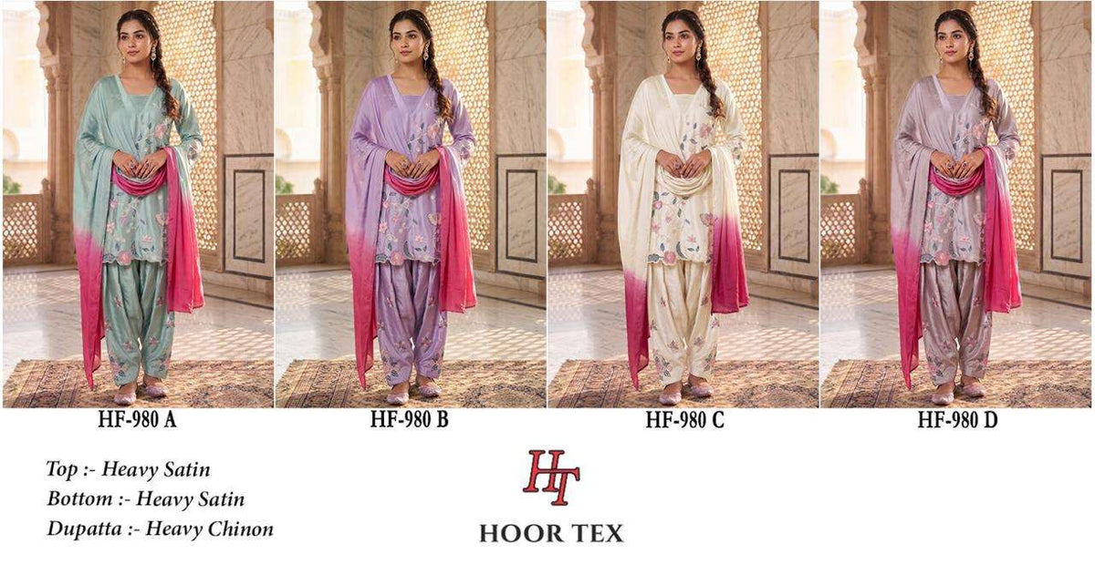 Hoor Tex HF-980 Satin Ready To Wear Patiyala Suit