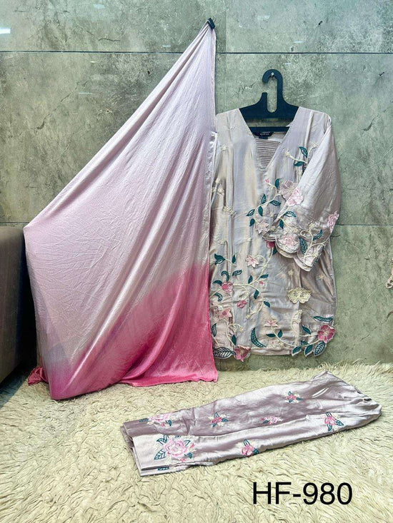 Hoor Tex HF-980 Satin Ready To Wear Patiyala Suit