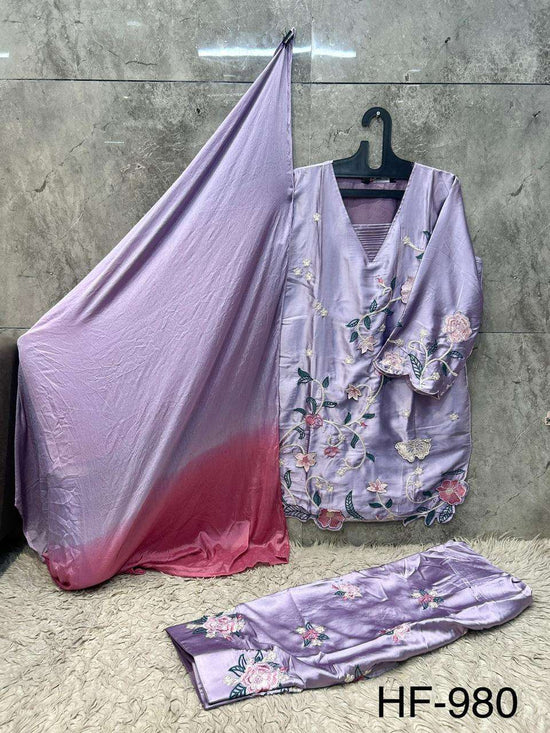 Hoor Tex HF-980 Satin Ready To Wear Patiyala Suit