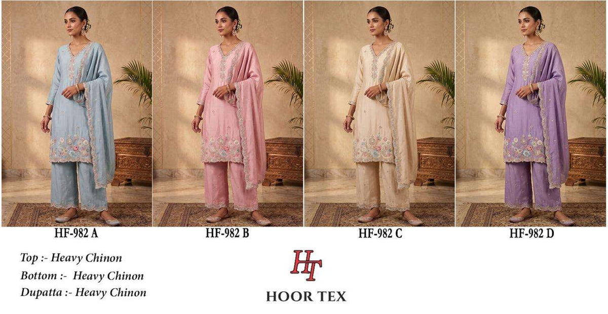 Hoor Tex HF-982 Chinon Readymade Pakistani Salwar Suit Set