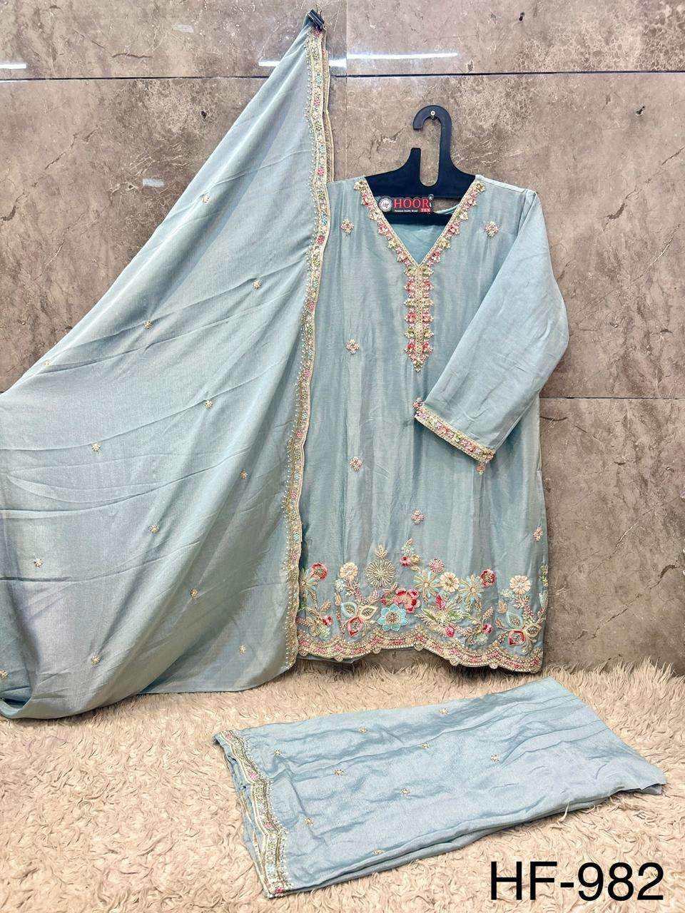 Hoor Tex HF-982 Chinon Readymade Pakistani Salwar Suit Set