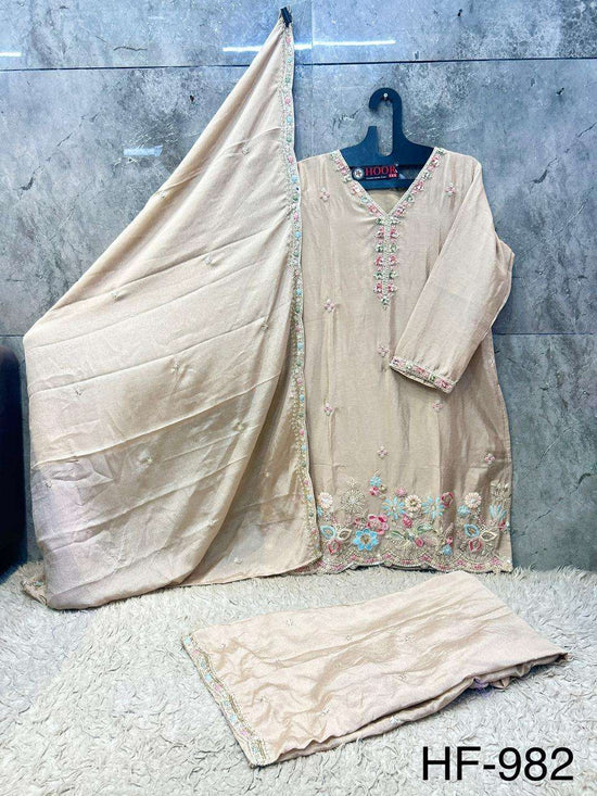 Hoor Tex HF-982 Chinon Readymade Pakistani Salwar Suit Set