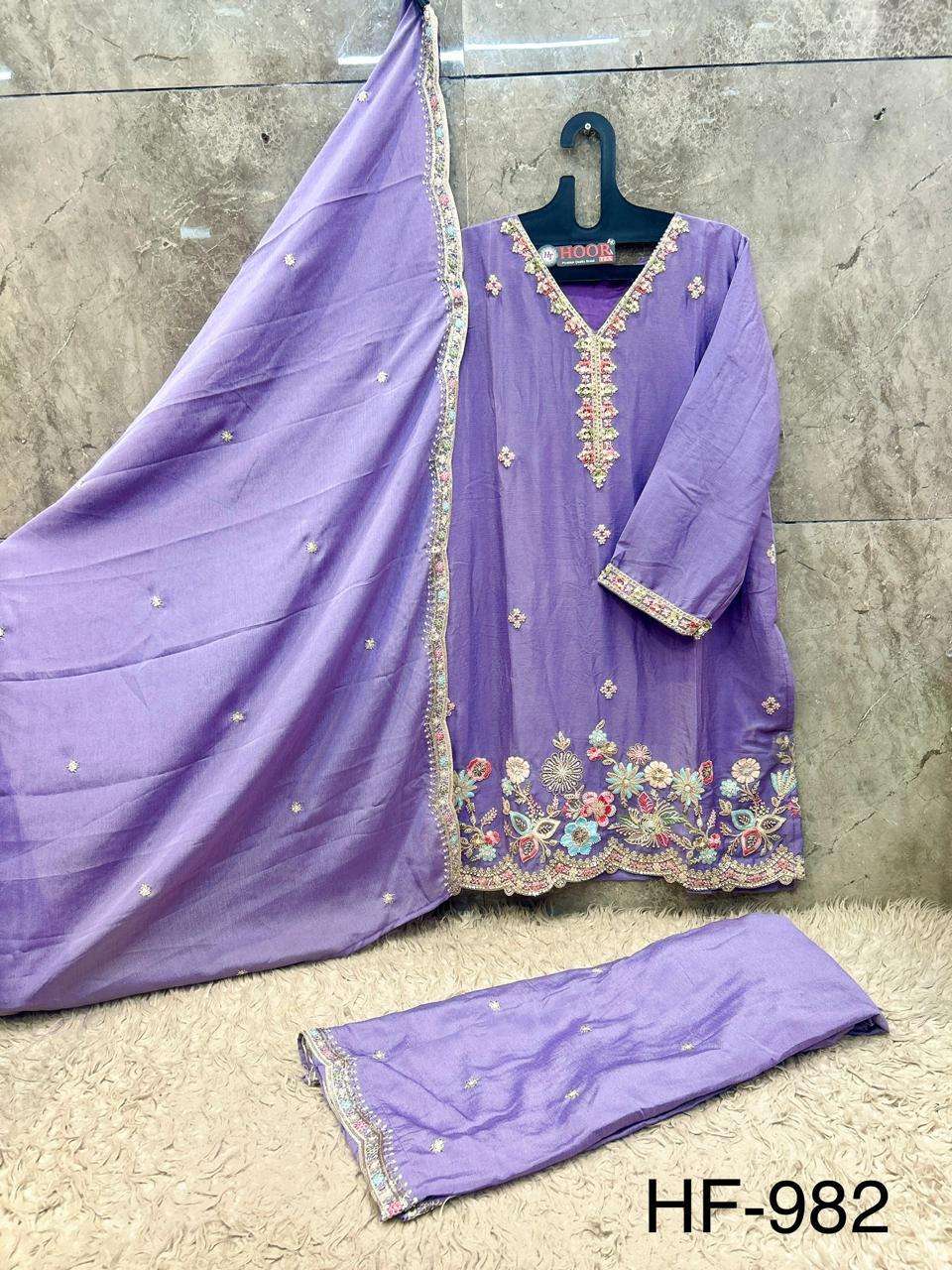 Hoor Tex HF-982 Chinon Readymade Pakistani Salwar Suit Set