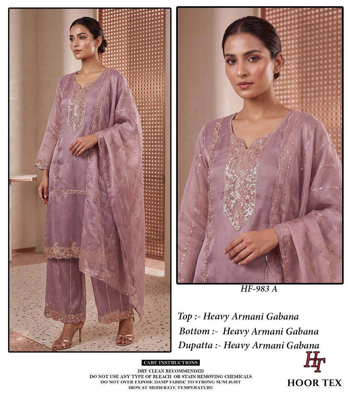 Hoor Tex HF-983 Armani Gabana Embroidered Readymade Salwar Suit
