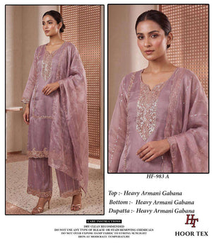 Hoor Tex HF-983 Armani Gabana Embroidered Readymade Salwar Suit