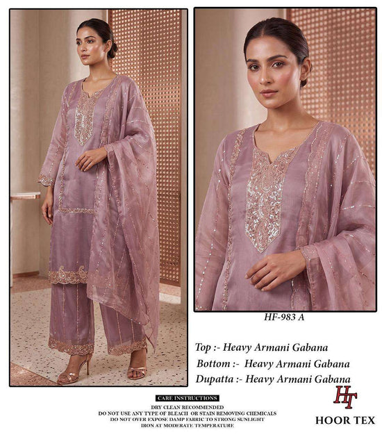 Hoor Tex HF-983 Armani Gabana Embroidered Readymade Salwar Suit