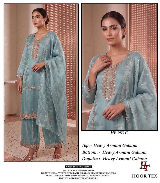Hoor Tex HF-983 Armani Gabana Embroidered Readymade Salwar Suit