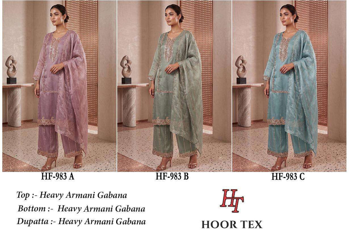 Hoor Tex HF-983 Armani Gabana Embroidered Readymade Salwar Suit