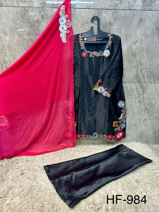 Hoor Tex HF-984 Malai Satin Embroidered Stitched Salwar Suit