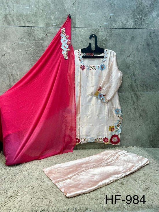 Hoor Tex HF-984 Malai Satin Embroidered Stitched Salwar Suit