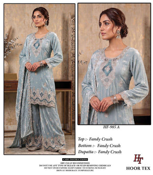 Hoor Tex HF-985 Fandy Crush Embroidered Readymade Salwar Suit