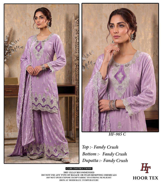 Hoor Tex HF-985 Fandy Crush Embroidered Readymade Salwar Suit
