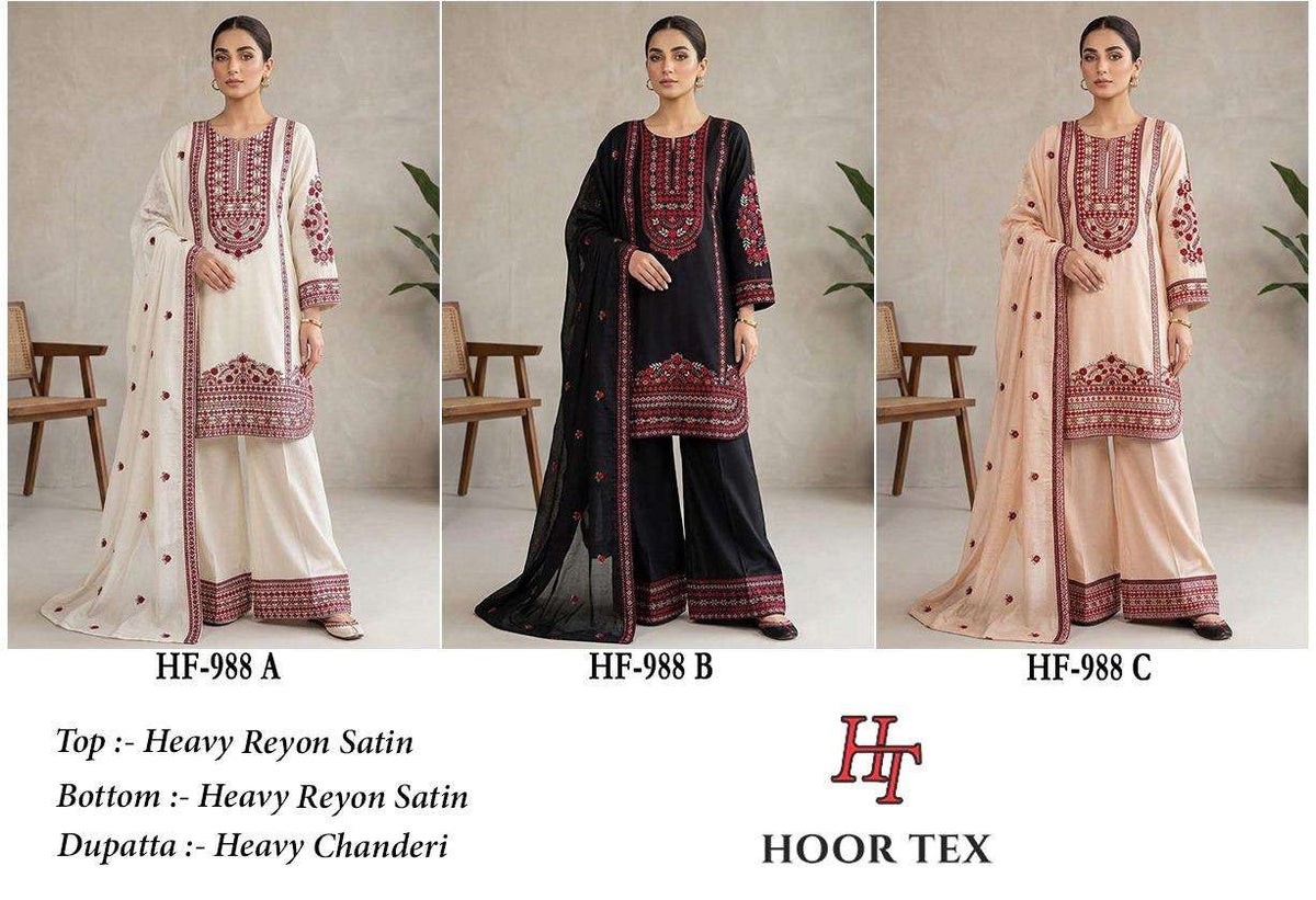 Hoor Tex HF-988 Rayon Satin Printed Salwar Suit Set