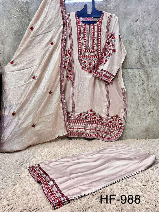 Hoor Tex HF-988 Rayon Satin Printed Salwar Suit Set