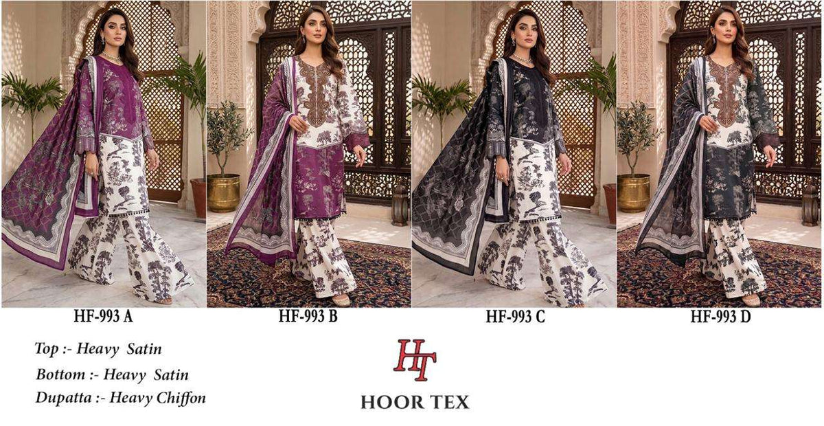 Hoor Tex HF-993 Satin Printed Pakistani Suit Set