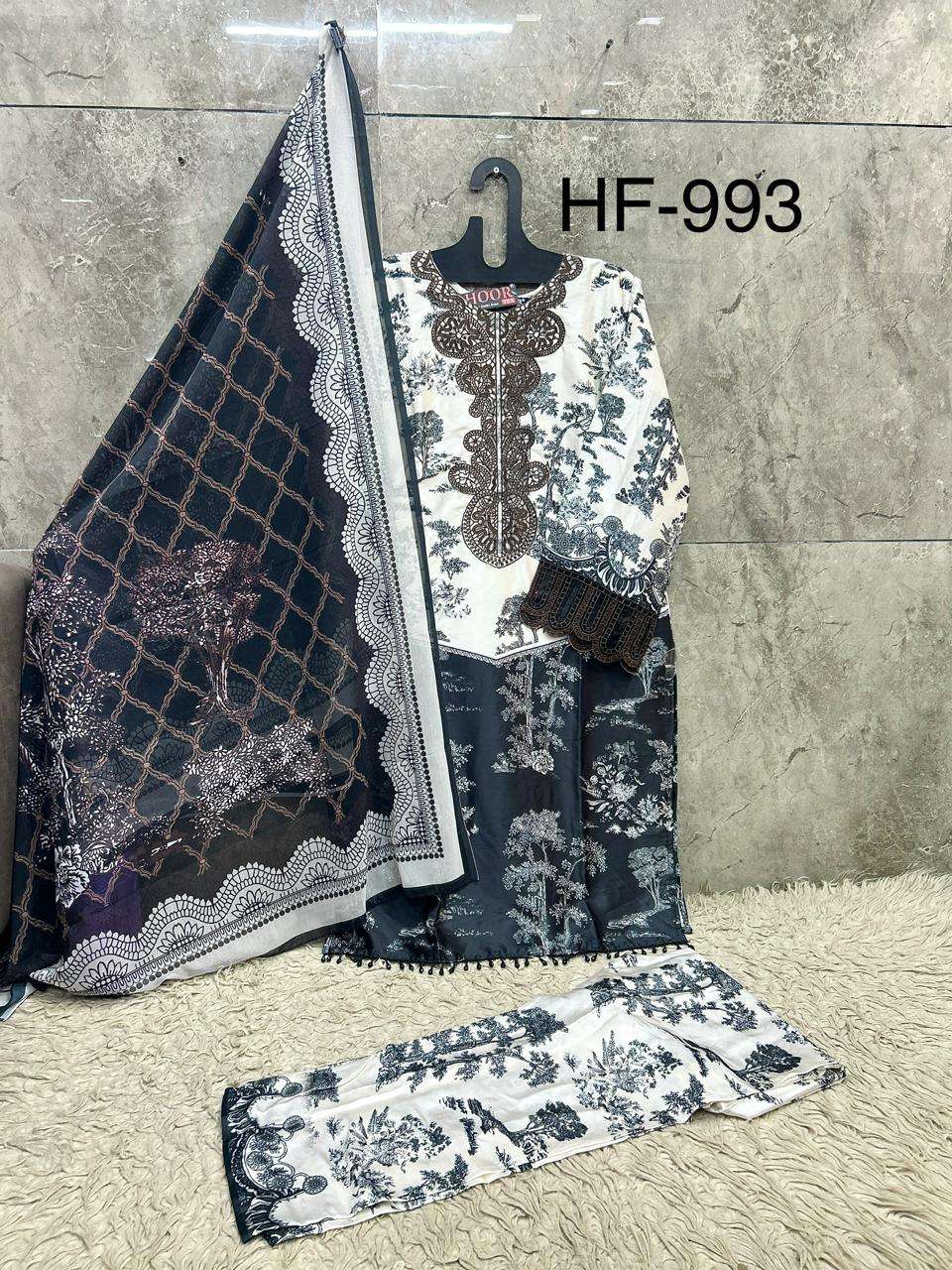 Hoor Tex HF-993 Satin Printed Pakistani Suit Set