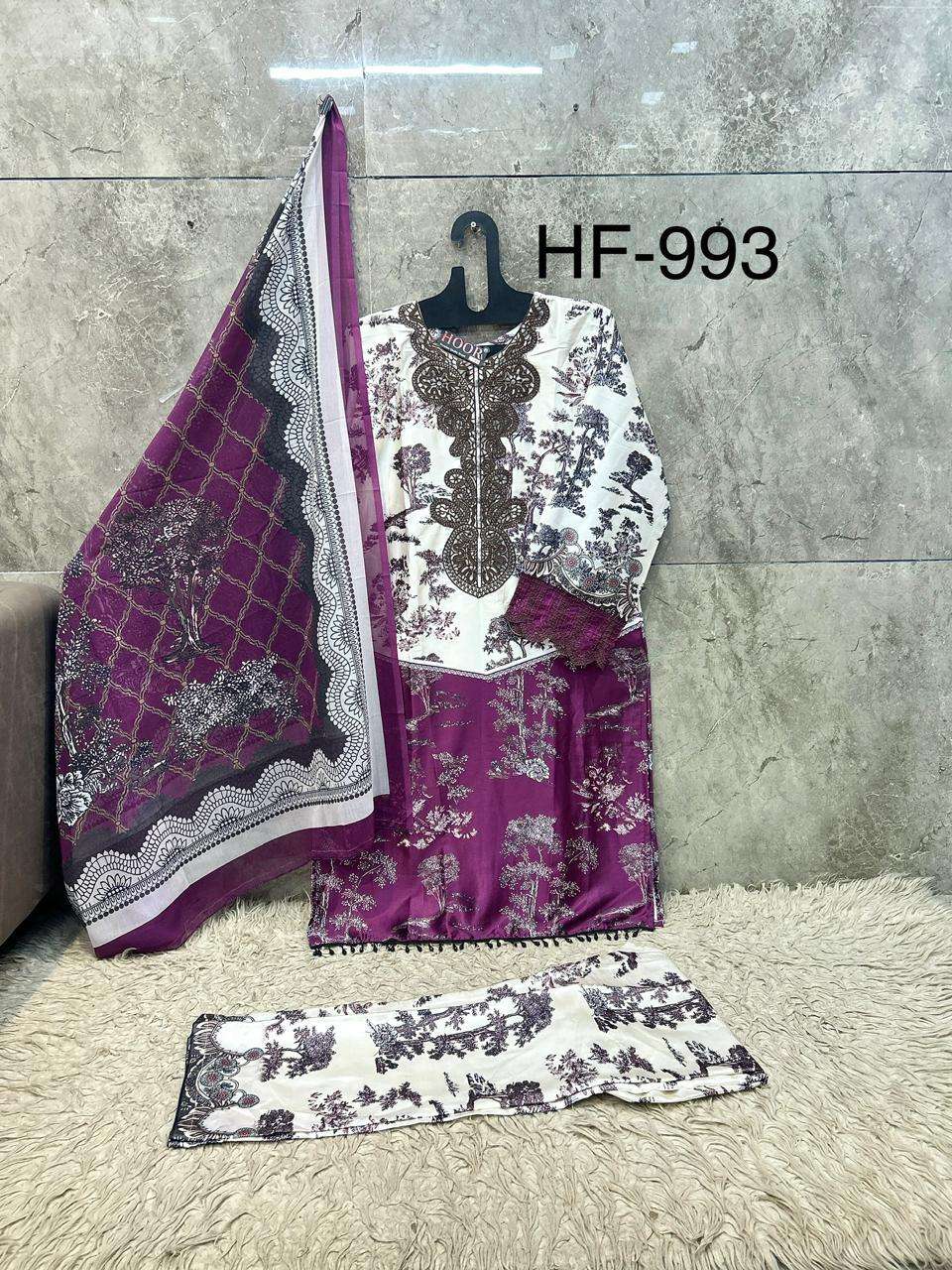 Hoor Tex HF-993 Satin Printed Pakistani Suit Set