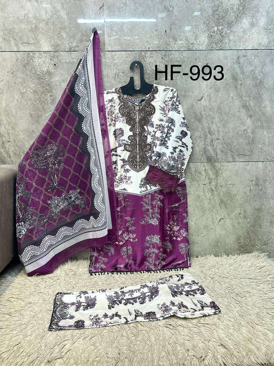 Hoor Tex HF-993 Satin Printed Pakistani Suit Set