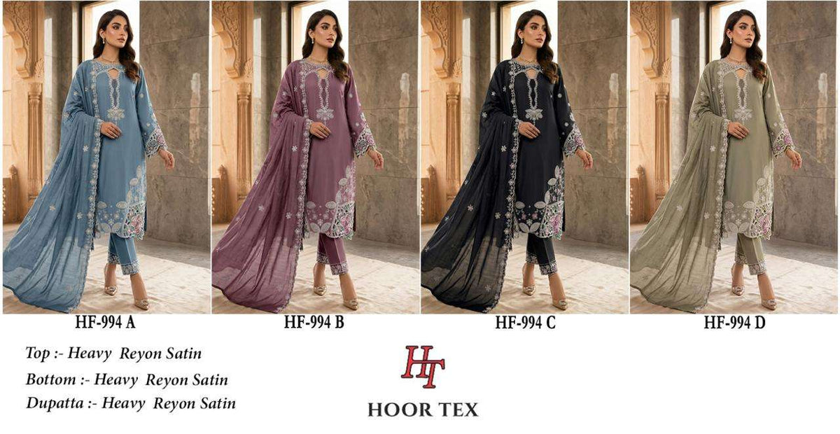 HOOR TEX HF-997 Rayon Satin Stitched Pakistani Suit
